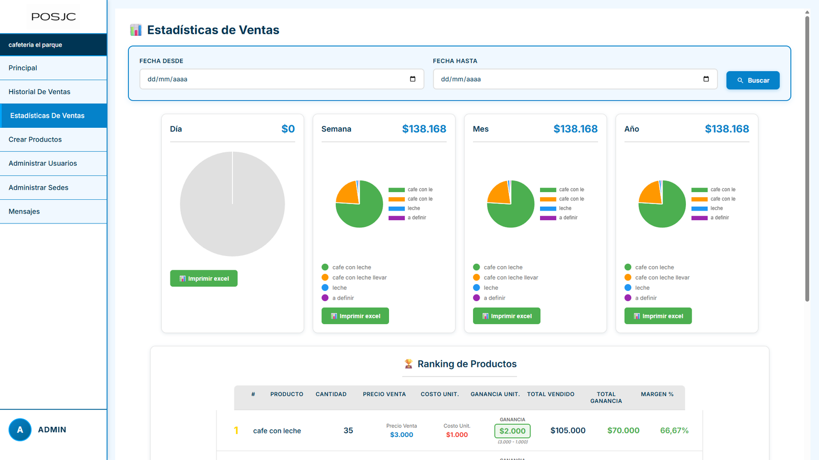 Captura del sistema POSJC